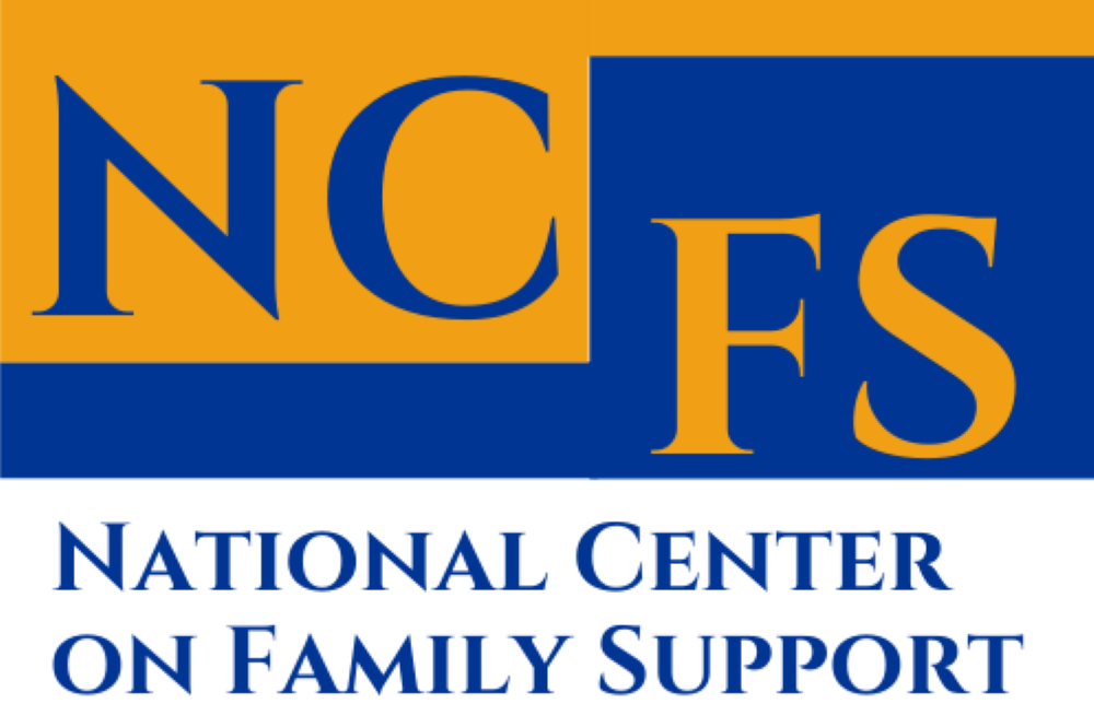 National Center on Family Support logo, the letters "NC" in blue on a gold background and the letters "FS" in gold on a blue background